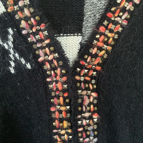 Free People Solstice Spirit Embellished Poncho Knit Alpaca Blend Women’s M/L - Picture 7 of 16